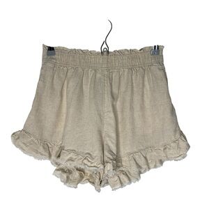Aerie Linen Blend Ruffle Hem Shorts Women’s Small Beige